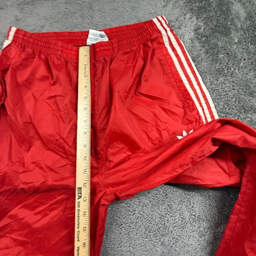 Adidas Originals Vintage 90s Red Nylon Track Pants Windbreaker Joggers Mens L
